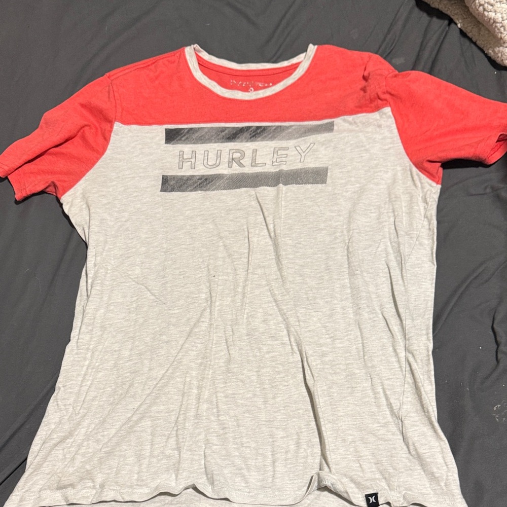 Hurley Red and Gray Logo Tee